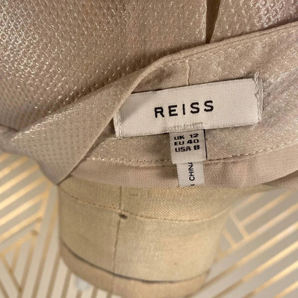 Reiss Maja V-Neck Metallic Top‎ in Neutral - Picture 11 of 12